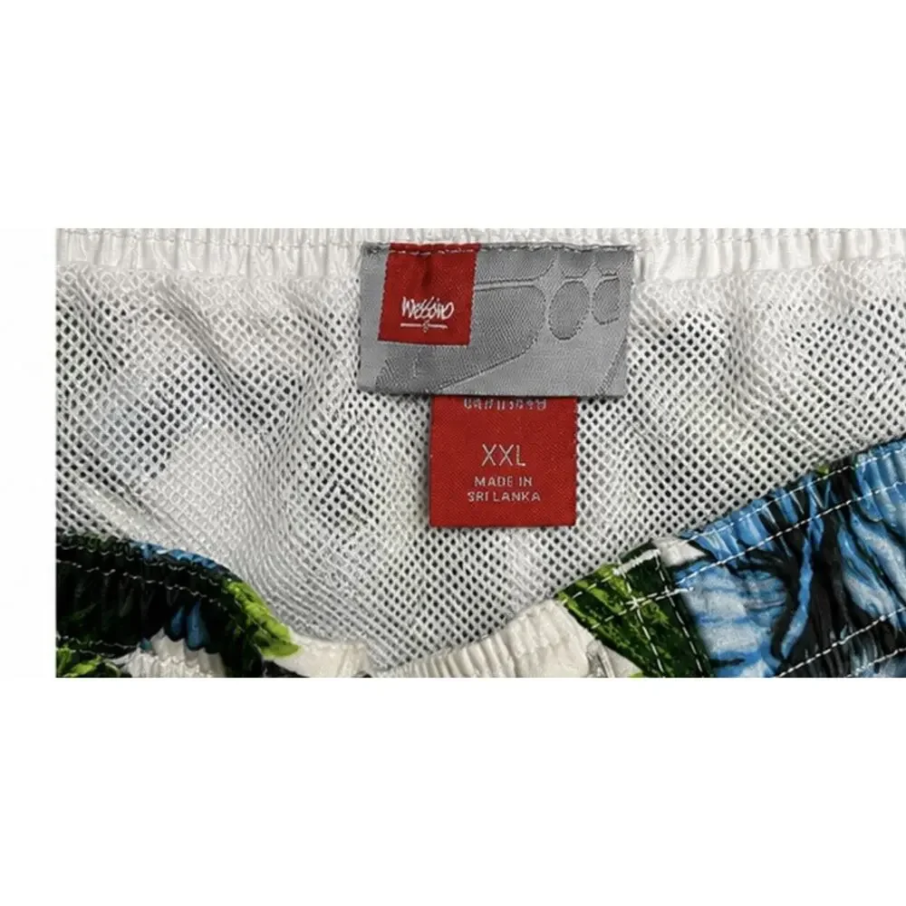 Mossimo Men’s Floral Board Shorts Swim Trunks White Blue Green Cargo XXL